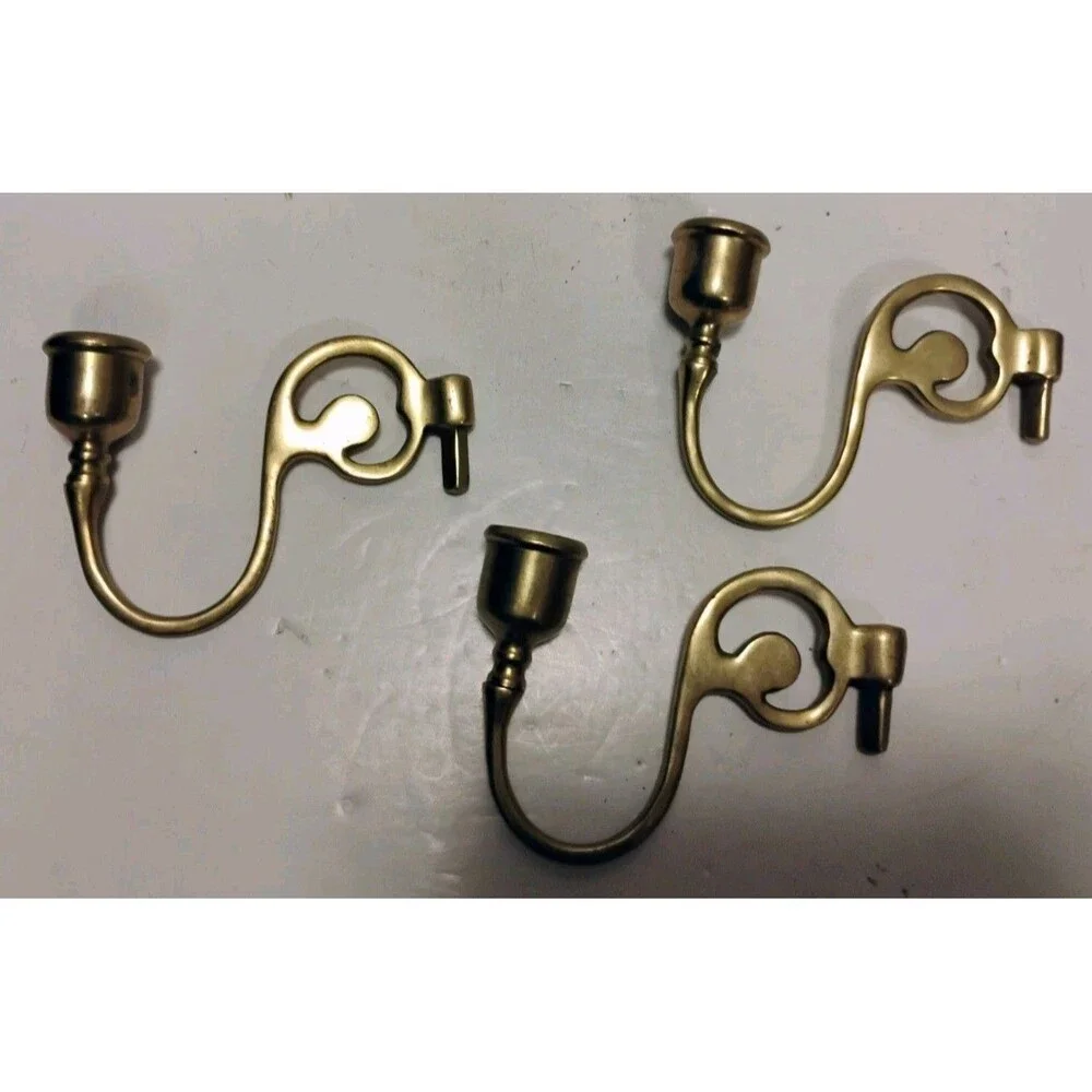 Lot of 3 Vtg Solid Brass Replacement Chandelier Arms Scroll Candelabra Parts